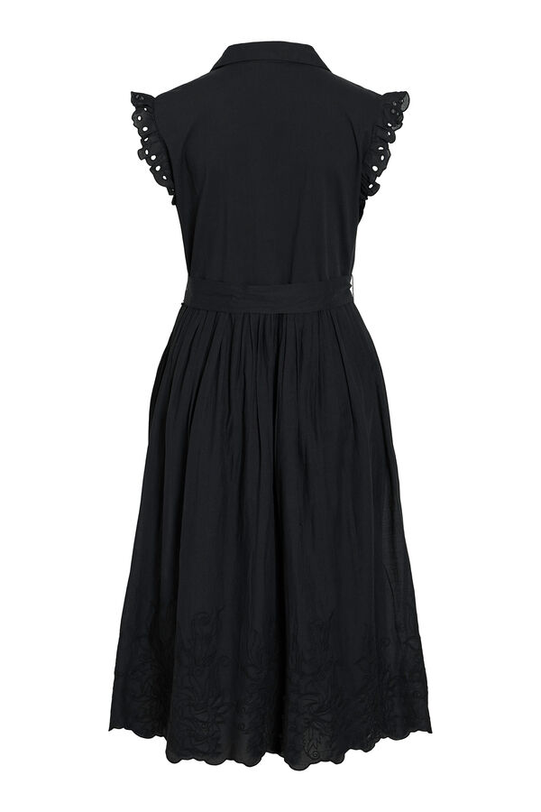 Vila Vestido camisa midi com bordado Preto