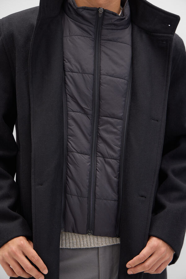 Cortefiel Abrigo cuello tira Negro