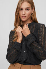 Vila Blusa de encaje con manga larga Negro