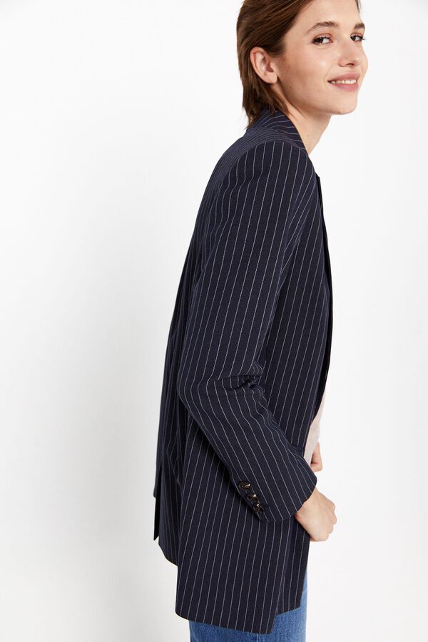 Cortefiel Blazer tejido raya diplom&aacute;tica Estampado azul