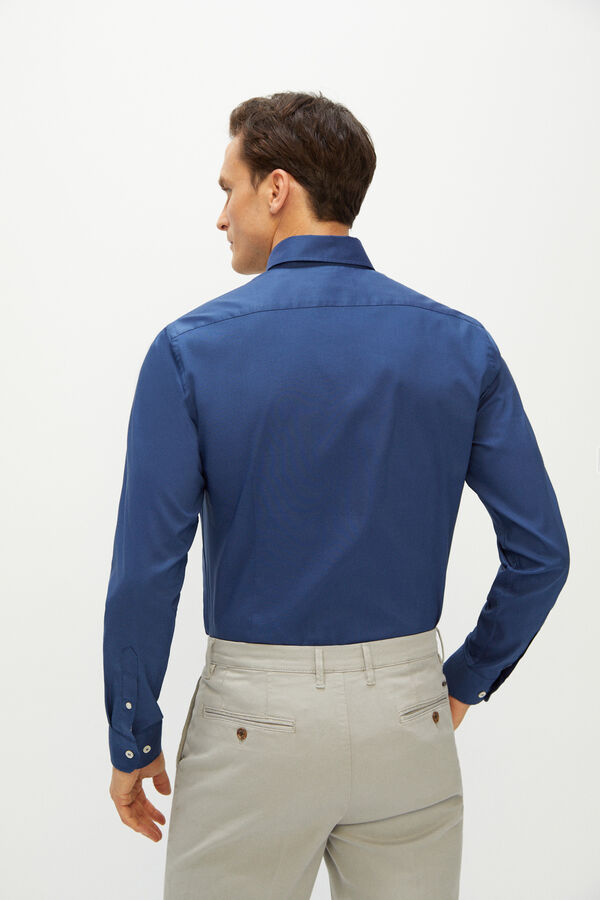 Cortefiel Camisa lisa slim coolmax eco-made stretch Azul marino