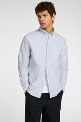 Selected Camisa de manga comprida com bolso 100% algodão Azul