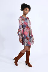 Molly Bracken Vestido curto estampado de manga comprida Vermelho