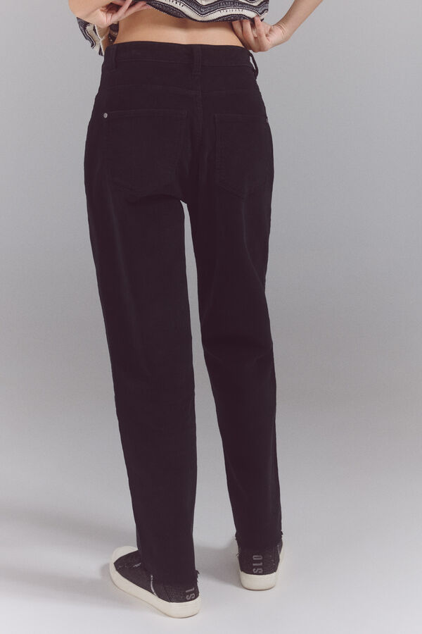 Slowlove Pantalones corduroy mom Negro