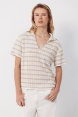 Cortefiel Camisa polo com riscas Tostado