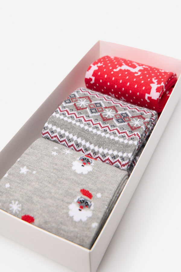 Cortefiel Caixa de presente com 3 meias Cinzento