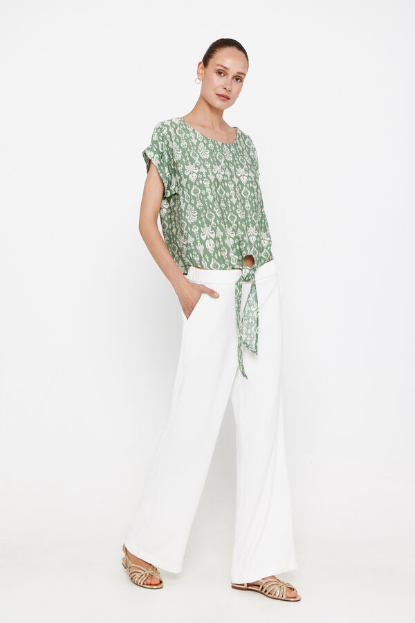 Cortefiel Blusa manga curta gola redonda Verde