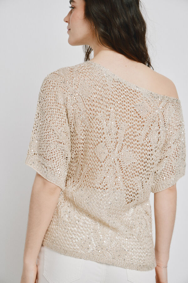 Vero Moda Top de crochet manga curta Tostado