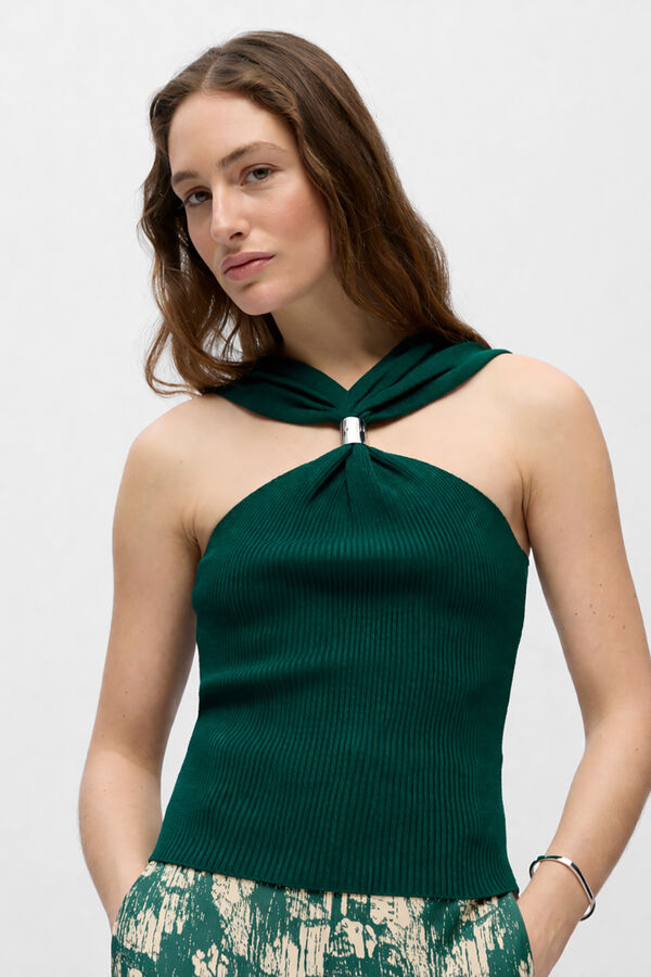 Object Top em malha halter Azul