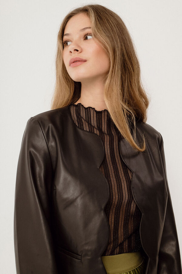 Vila Jaqueta de polipele com ondas Preto