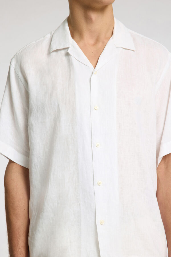 Selected Camisa manga curta 100% linho Branco