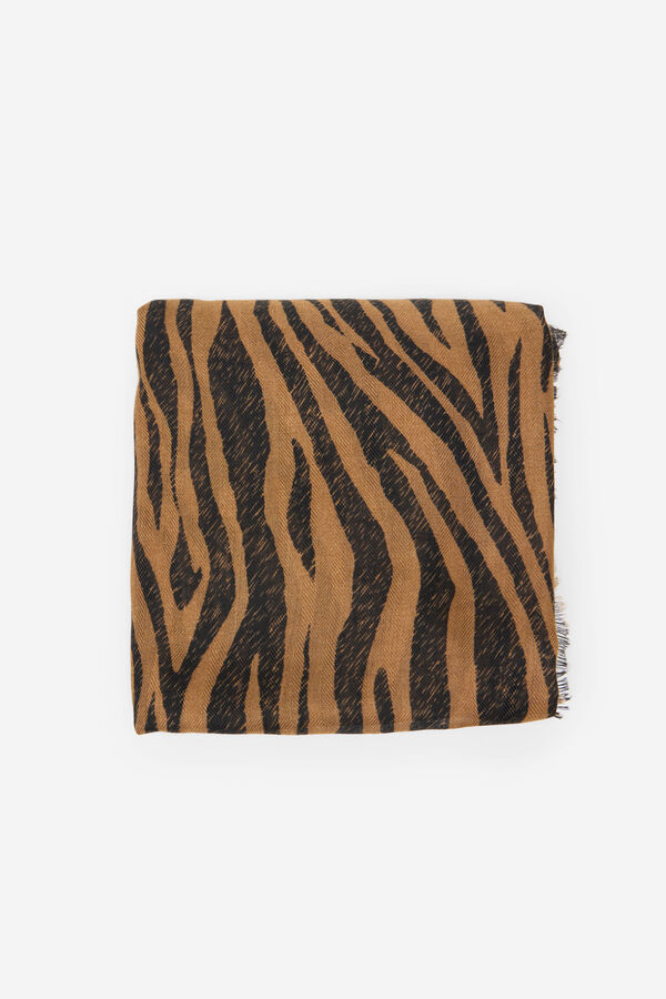 Cortefiel cachecol com estampado de zebra Castanho