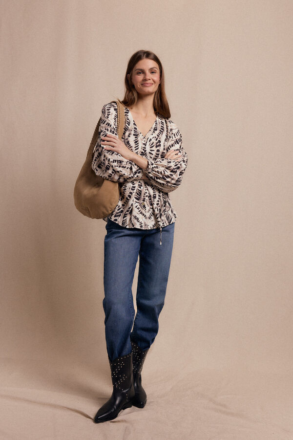 Slowlove Blusa estampada Ecru