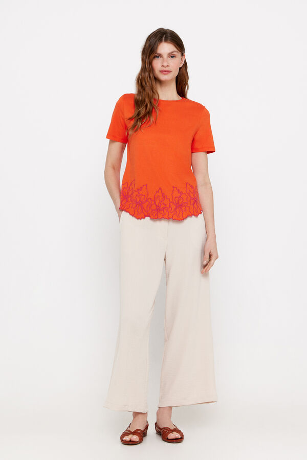 Cortefiel Camisola c&oacute;s bordada Laranja