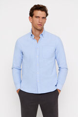 Cortefiel Camisa oxford perchado liso Azul