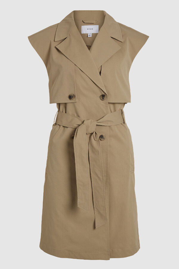 Vila Gabardina sin mangas doble abotonadura Marr&oacute;n