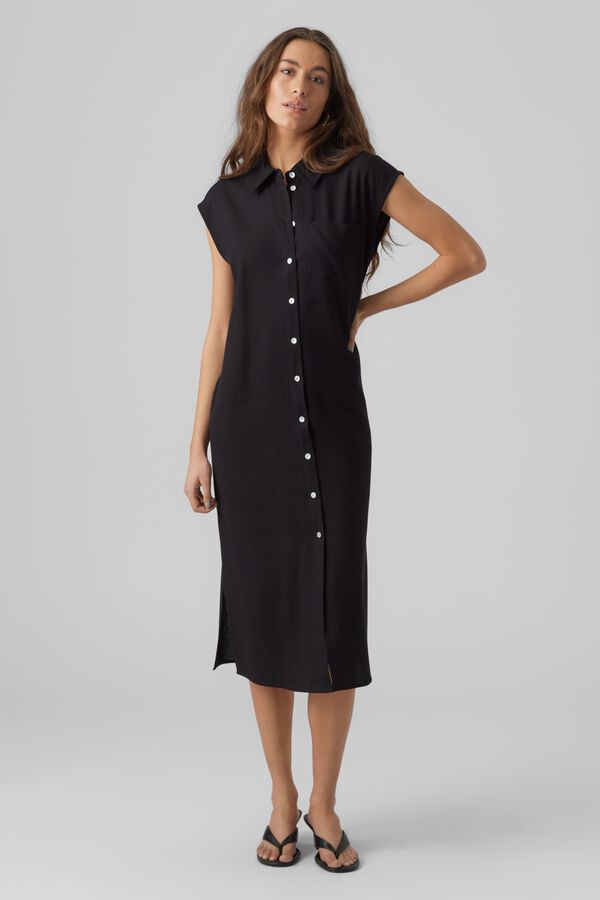 Vero Moda Vestido 7/8 camiseiro Preto