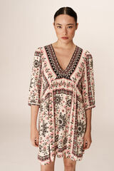Grace & Mila Vestido babydoll con estampado bohemio Beige