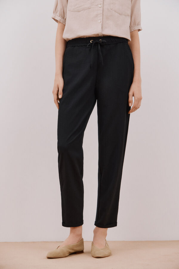 Cortefiel Calças muito fluído Preto