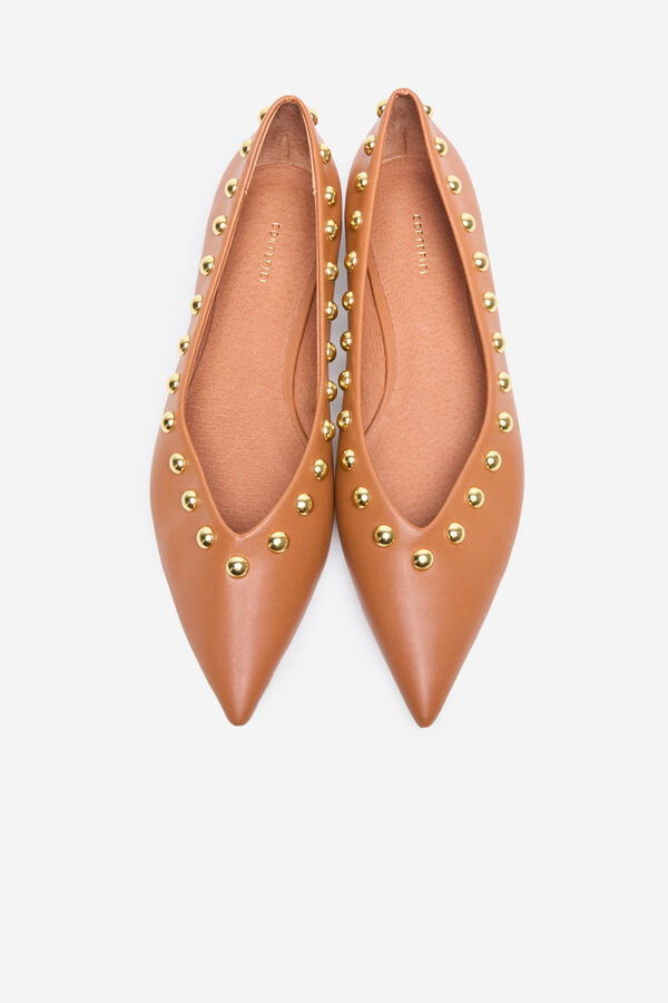 Cortefiel Bailarina tachas grandes Marr&oacute;n