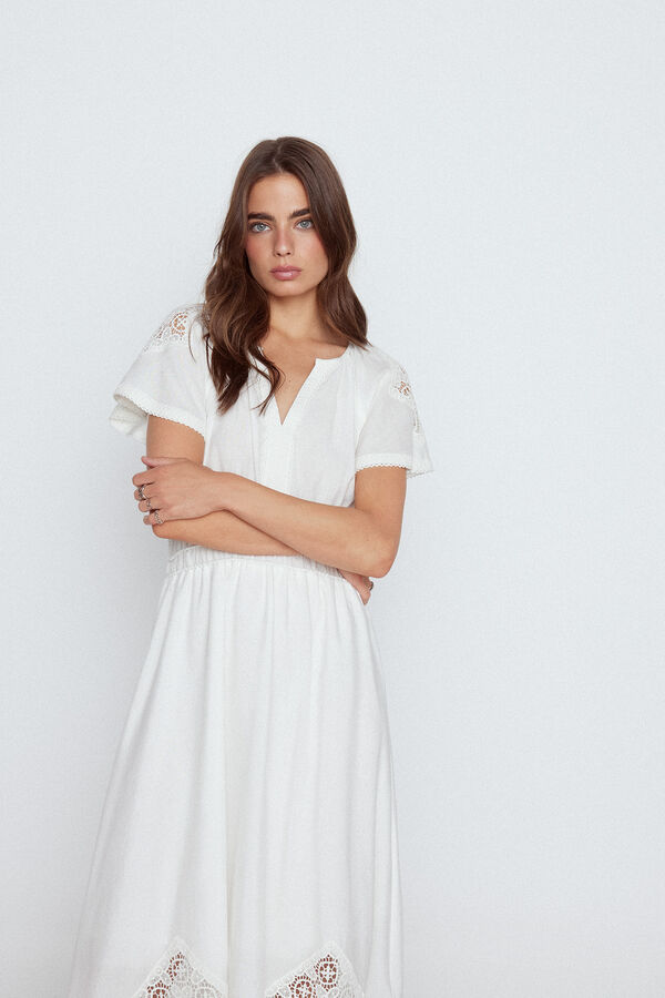 Slowlove Vestido blanco parches Blanco