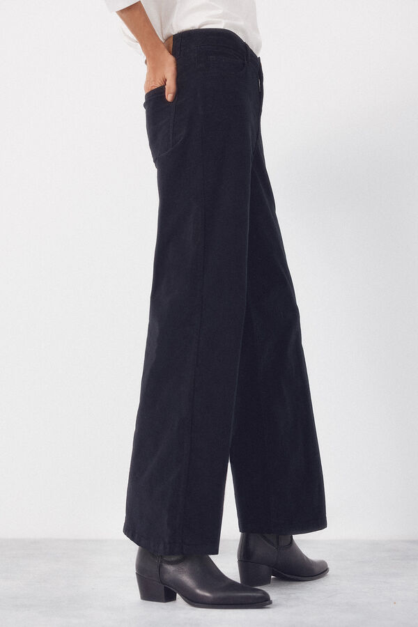 Cortefiel Pantalones Marine Velvet Negro