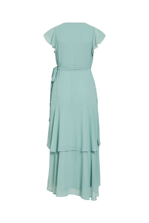 Vila Vestido midi cruzado con lazada de fiesta Turquesa