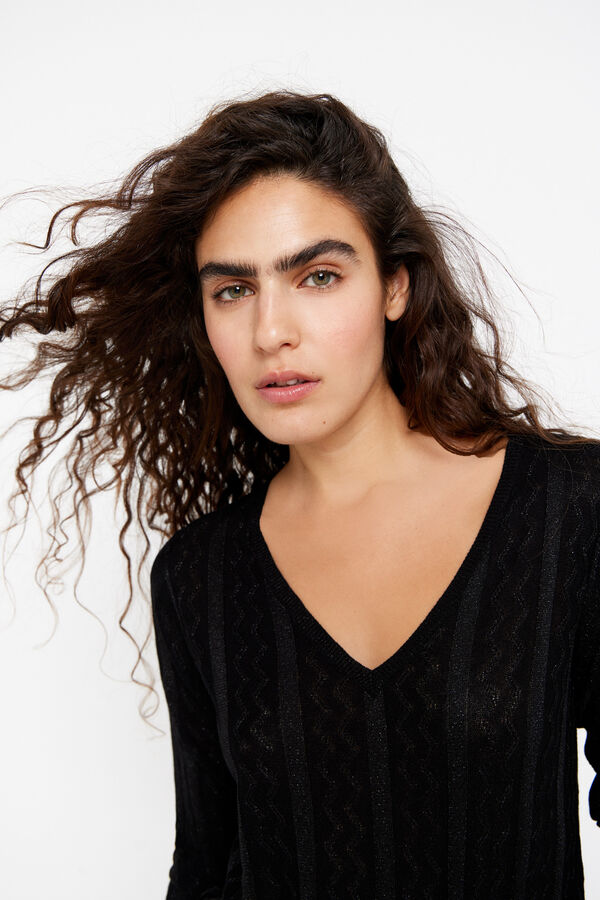 Cortefiel Jersey hilo metalizado Negro