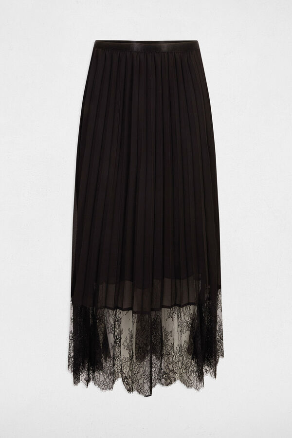 Morgan Falda larga acampanada plisada Negro