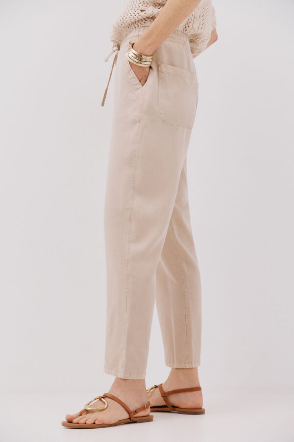 Cortefiel Cal&ccedil;as fluidas tencel  Castanho