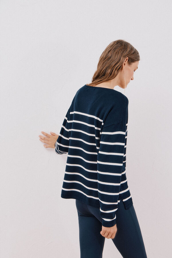 Cortefiel Camisola de malha decote bico Azul