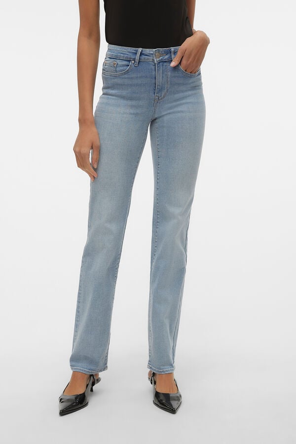 Vero Moda Jeans rectos tiro alto Azul