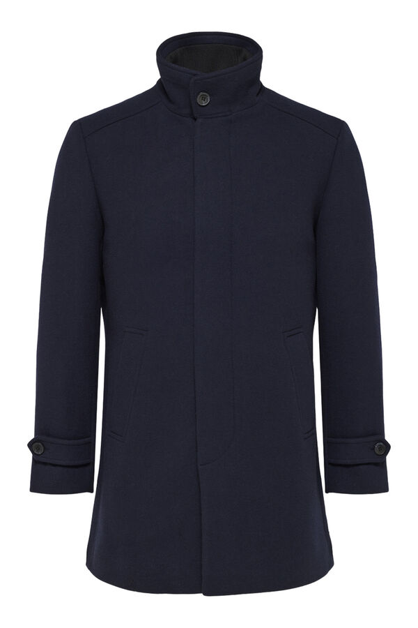 Selected Sobretudo com gola chaminé de lã reciclada Cinzento