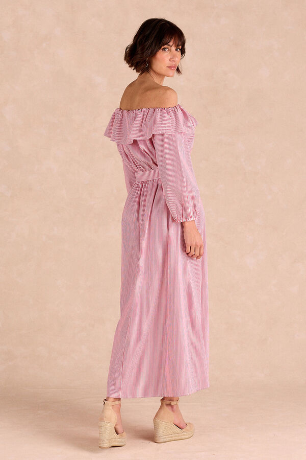 Pol&iacute;n Et Moi Vestido midi riscas Nimia Vermelho