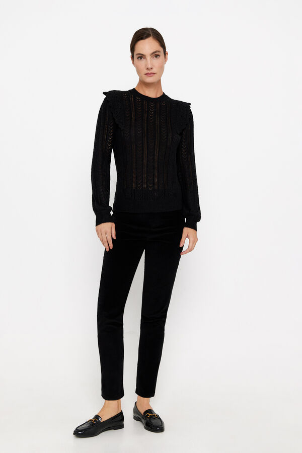 Cortefiel Jersey calados volante Negro