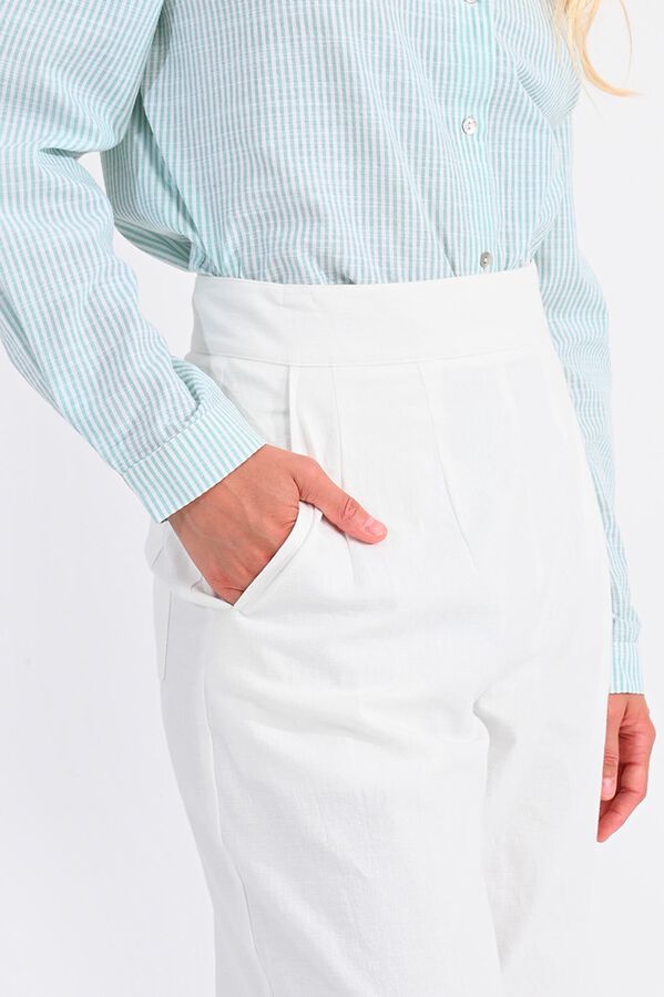 Molly Bracken Pantal&oacute;n de mujer tobillero tiro muy alto Blanco