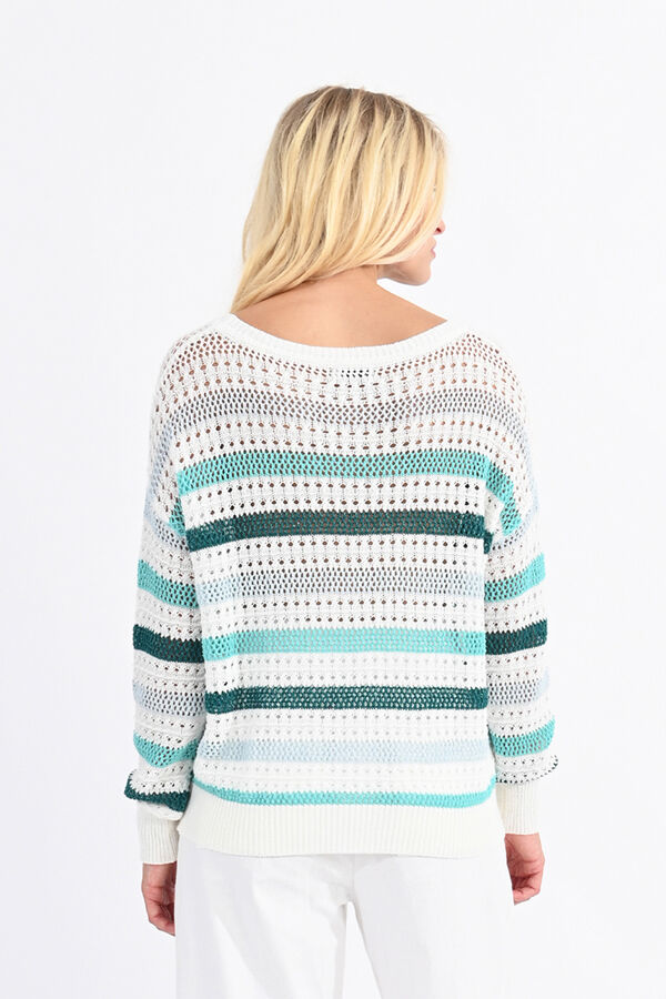 Molly Bracken Camisola de mulher de manga comprida &agrave;s riscas Verde