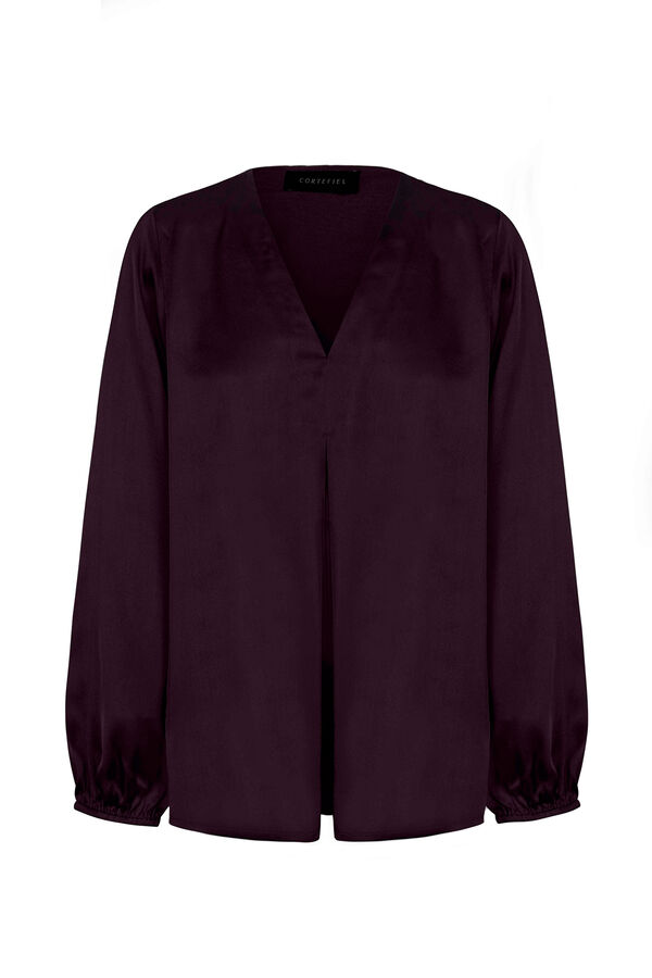 Cortefiel Blusa comprida acetinada Preto