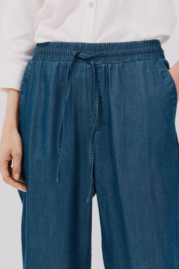 Cortefiel Pantalones fluidos tencel Azul
