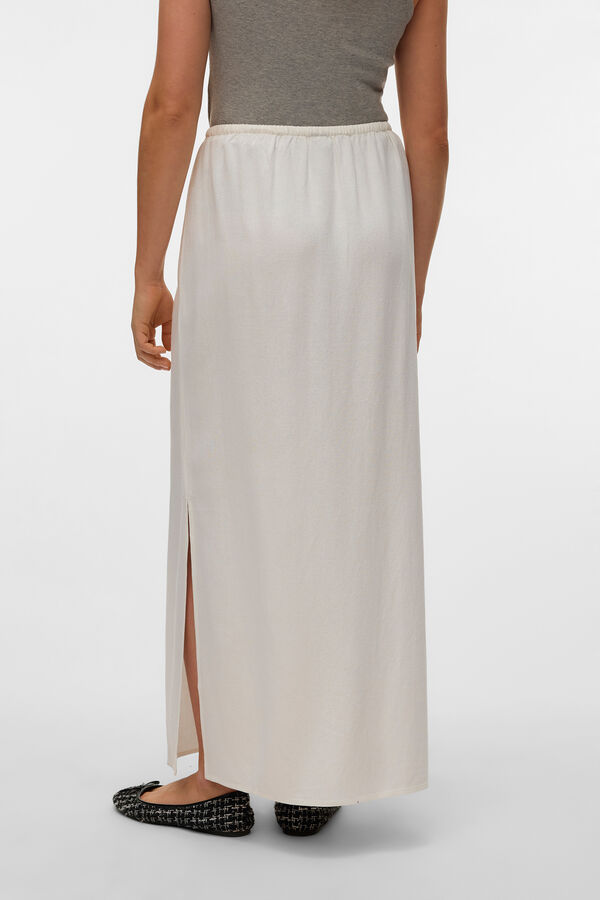 Vero Moda Falda larga fluida de lino Blanco