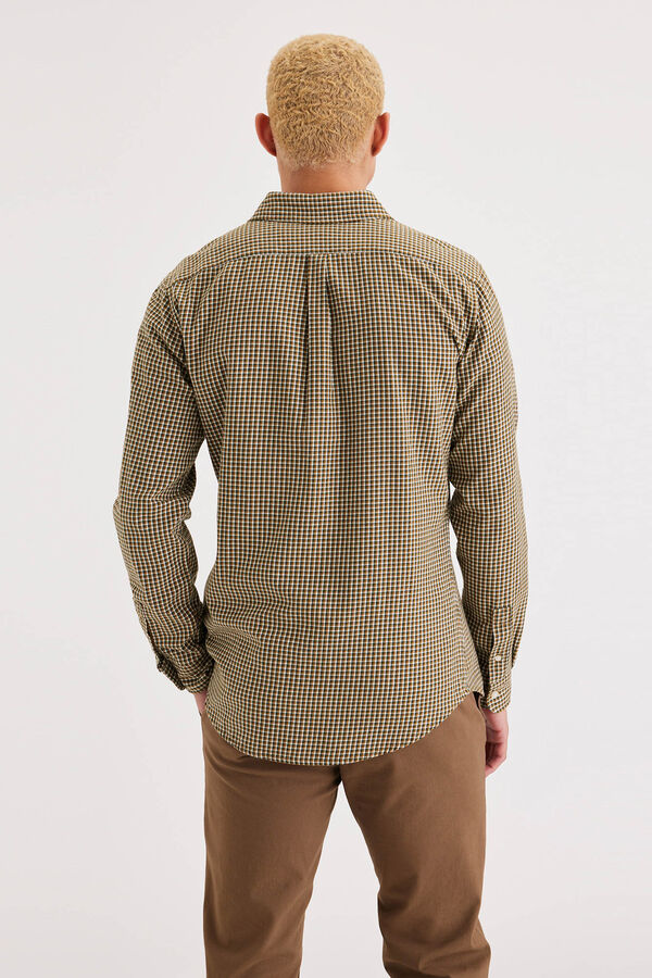 Dockers Camisa para homem Icon Slim Fit com bot&otilde;es Castanho