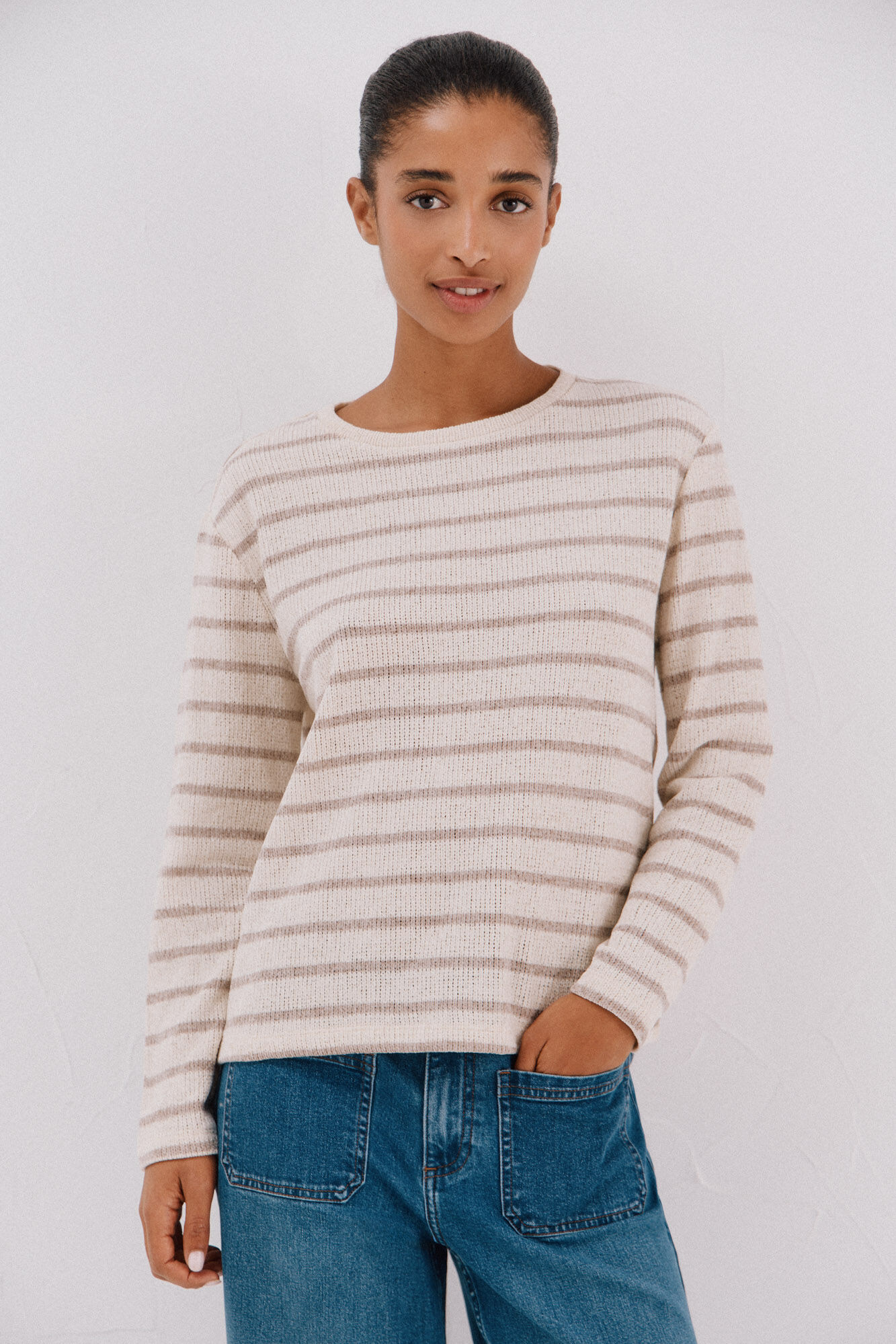 Cortefiel Camiseta riscas em chenille