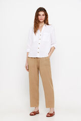 Cortefiel Pantal&oacute;n fluido color 100% tencel Marr&oacute;n