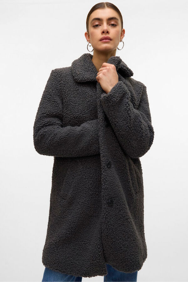 Vero Moda Abrigo de borreguito Gris oscuro