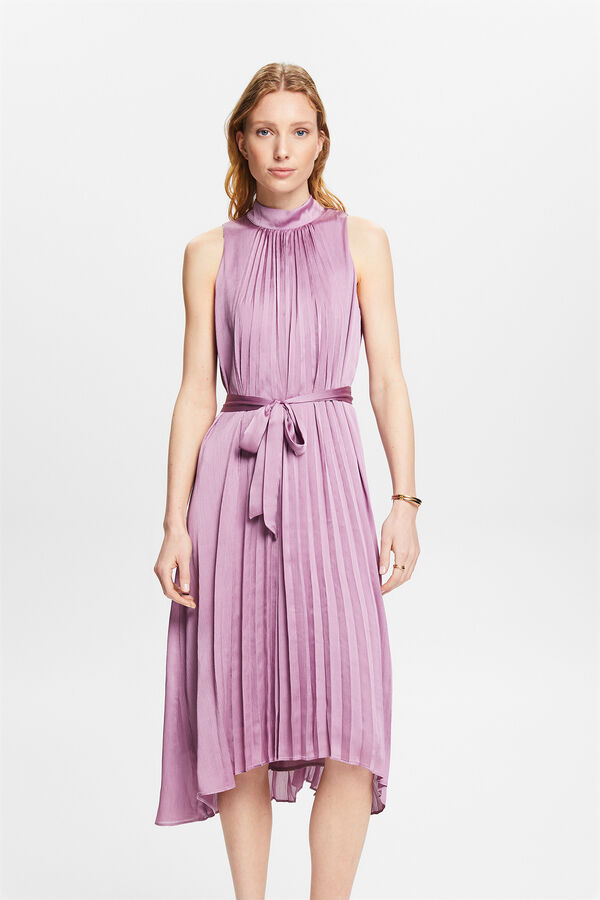 Esprit Vestido midi plisado sin mangas Lila