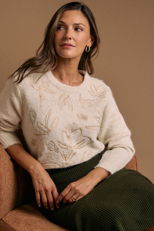 Pol&iacute;n Et Moi Jersey bordados Lurex crudo Marfil
