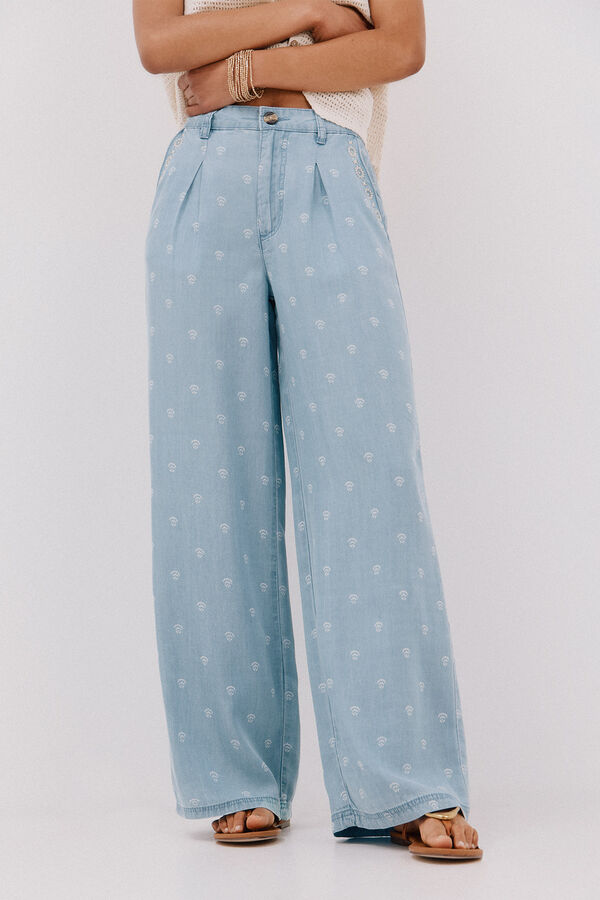 Cortefiel Pantalones pinzas tencel Azul