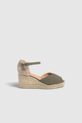 Castañer Sandalia con cuña Bianca lona Kaki