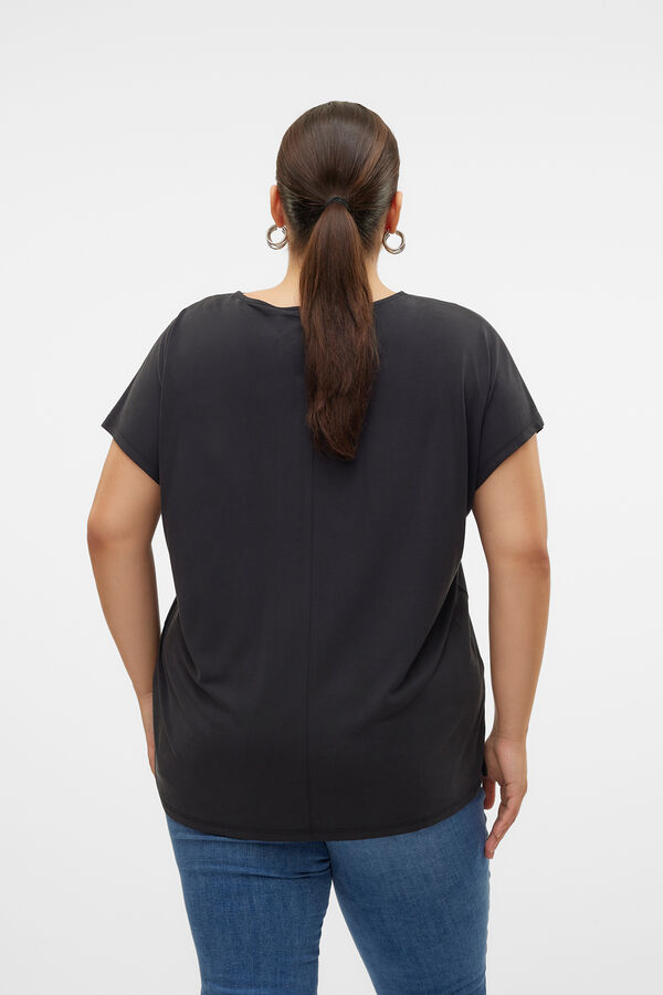 Vero Moda Curve T-shirt básica com renda plus size Preto