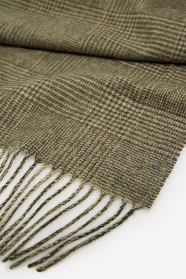 Cortefiel Bufanda tela cuadros Kaki